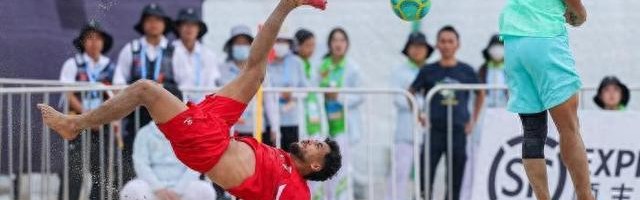 2026国际足联世界杯-三亚亚沙会沙滩足球男子小组赛：中国队3比4惜败巴勒斯坦队|云飞|中新社|三亚市|射门|刘浩然_新浪体育_新浪新闻